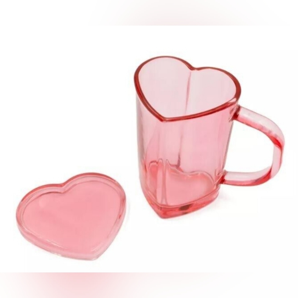 Heart-Shaped Pink Mug and coaster